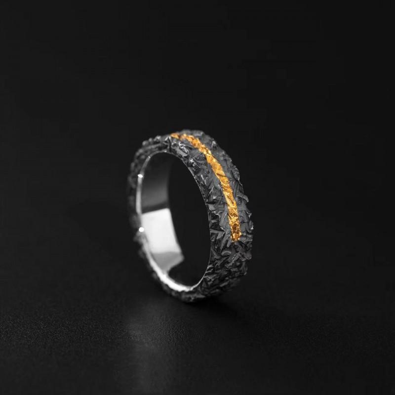 Vintage Geometric Sterling Adjustable Ring Men Women Retro Minimalist Statement Finger