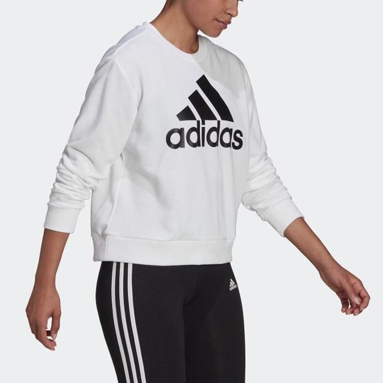 Adidas Printed Letter Logo Crew Neck Sweatshirt Women Tops White HD1783