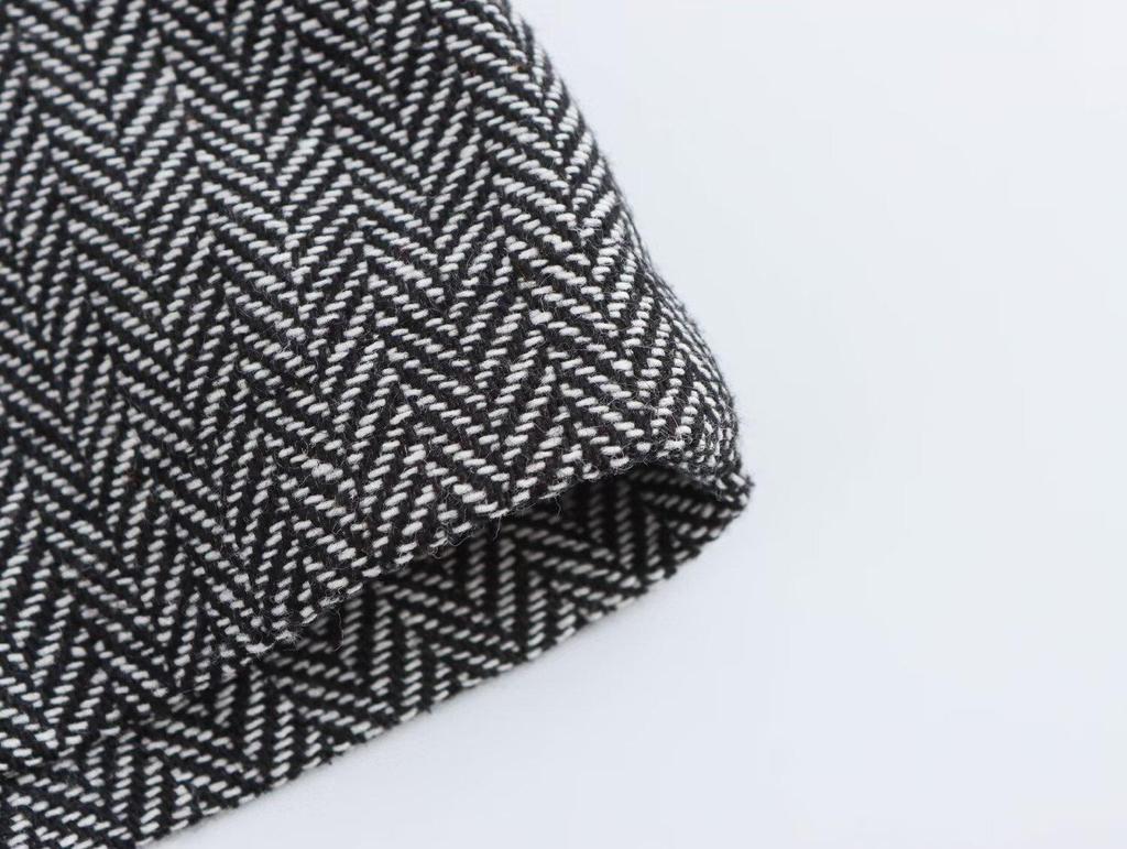 2024 Fall Women's European & American Fashion: Simple Short Jacket & Midi Skirt Set