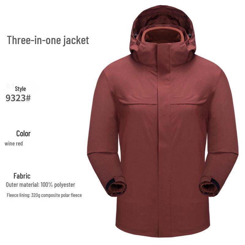 Winter Outdoor Heat-Sealed Warm Couple Outfit: Men's & Women's 3-in-1 Windproof Two-Piece Set