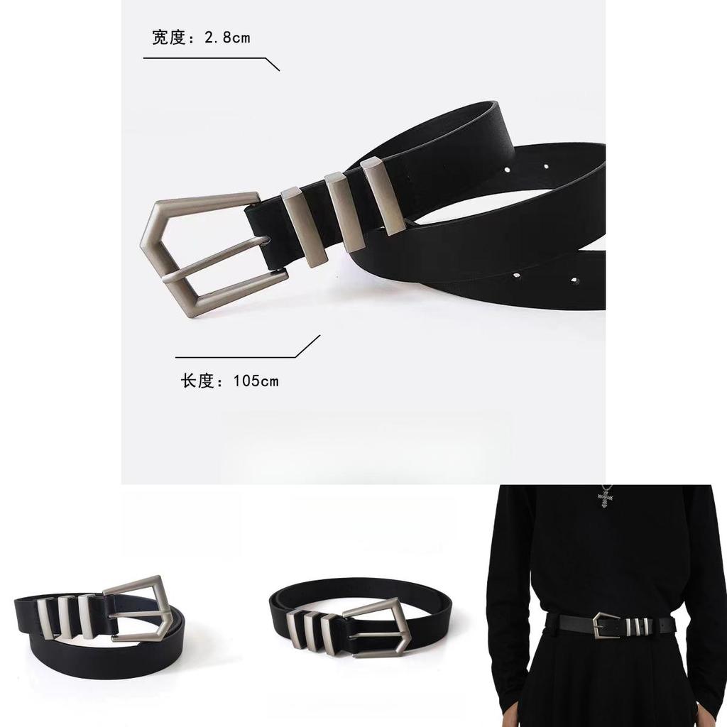 Vintage Black Belt With Stylish Metal Buckle For Trendy Minimalist Fashion