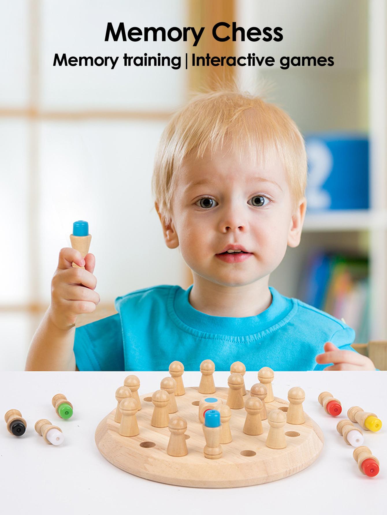 1Set Wooden Chessboard Color Memory Chess Game Memory Concentration Training Wooden CHILDREN S Early Education Educational Toys