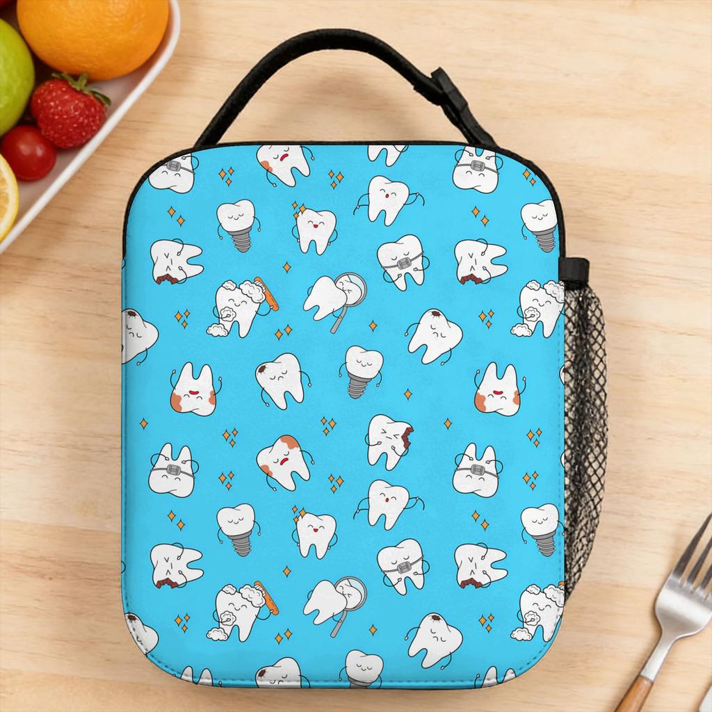Lunch Bag Teeth Dentist Thermal School Lunch Box For Child Funny Convenient Print Cooler Bag