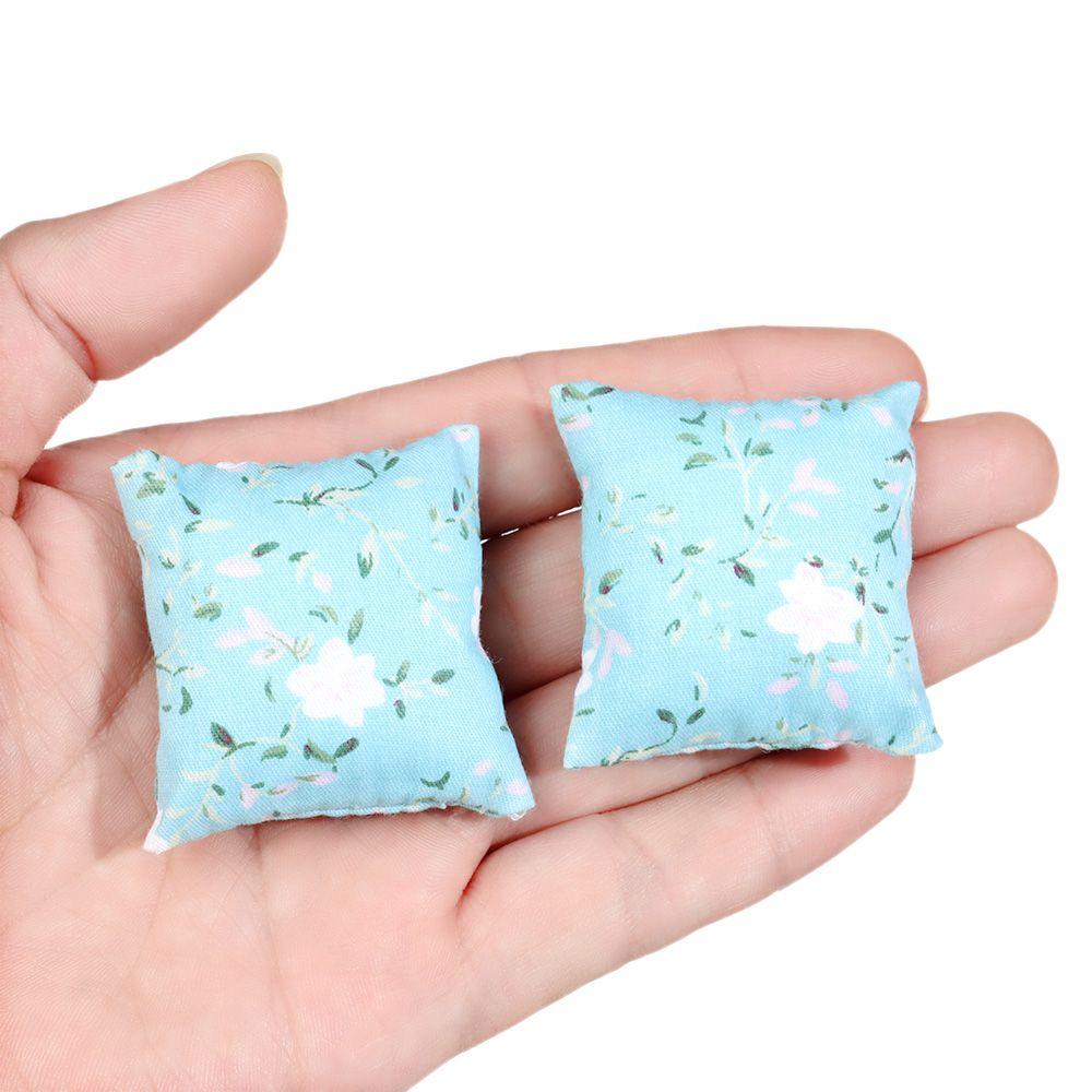 Couch Sofa Toys Furniture Mini Dollhouse Pillows Doll Accessories Floral Printed Miniature Cushions