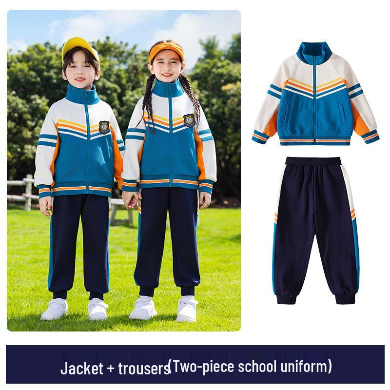 First-Grade Spring & Autumn School Uniform Set: Kindergarten Sportswear, Three-Piece