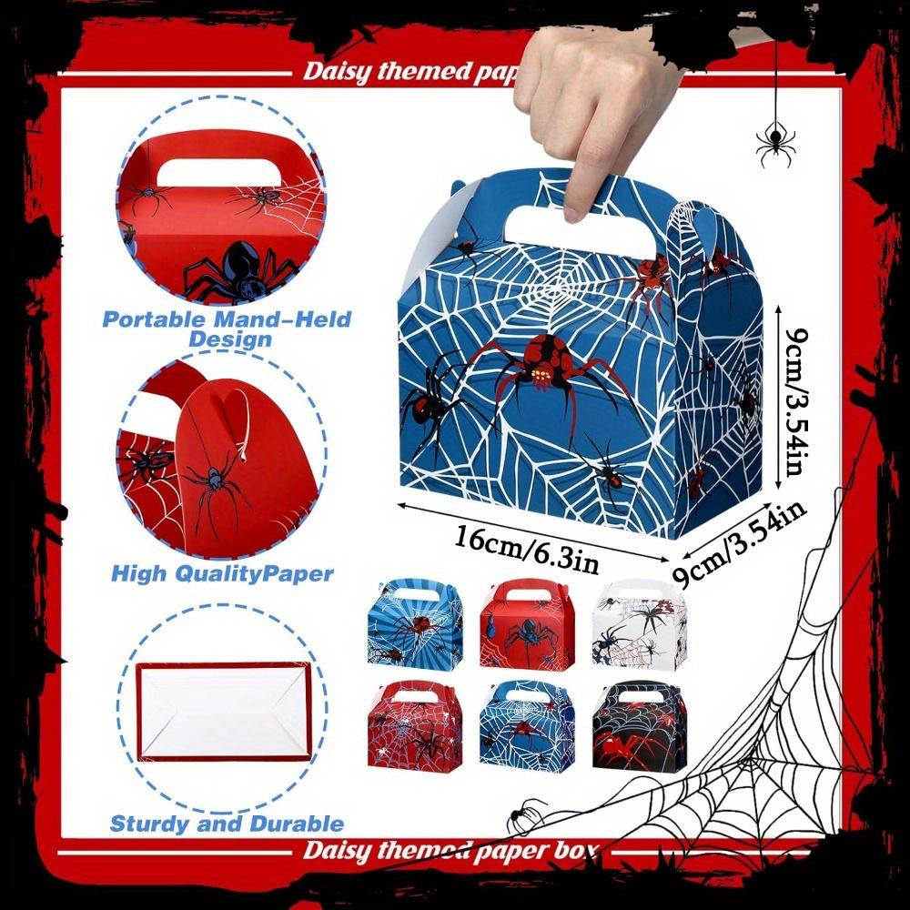 18 ks Krabičky na výslužku na narozeninovou oslavu s pavouky 6 stylů Pavoučí dárky Krabičky na sladkosti s držadly Pavoučí narozeninová dekorace Sáček na cukroví pro párty potřeby