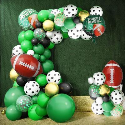 Anniversaire Vert Football Latex Ballon en Aluminium Arche Fête Football Noir Garçons