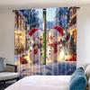 2D Flat Printing 2pcs Christmas Curtains Day Snowman and Christmas Tree8 Digital Printed Polyester Drapes Birthday Party Use for