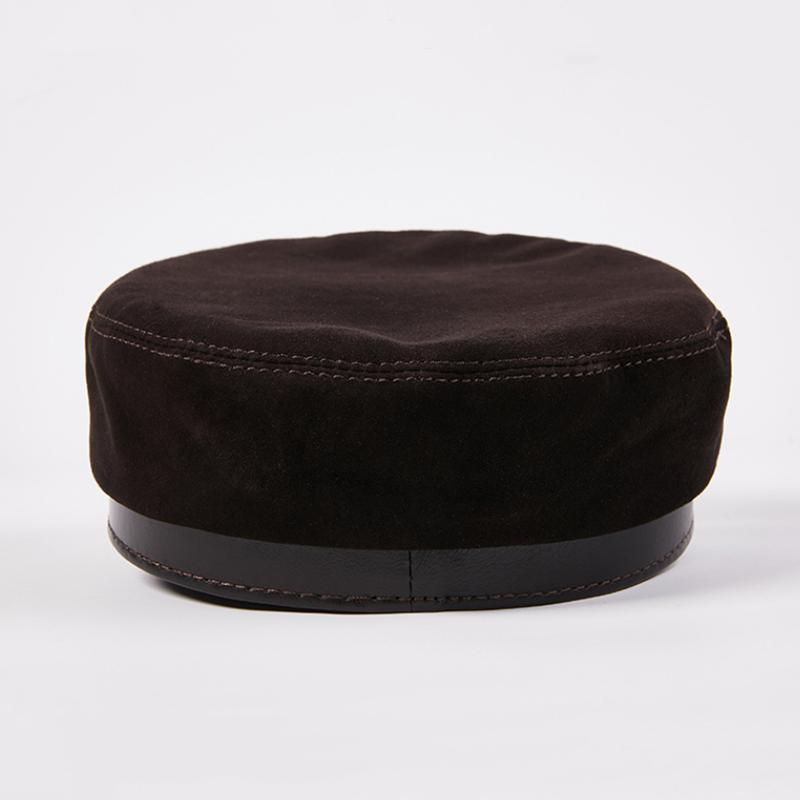 EFei Hochwertige Leder-Damenhüte, einfarbig, flacher Hut, lässige Knochenkappe, Damen-Punk-Hut