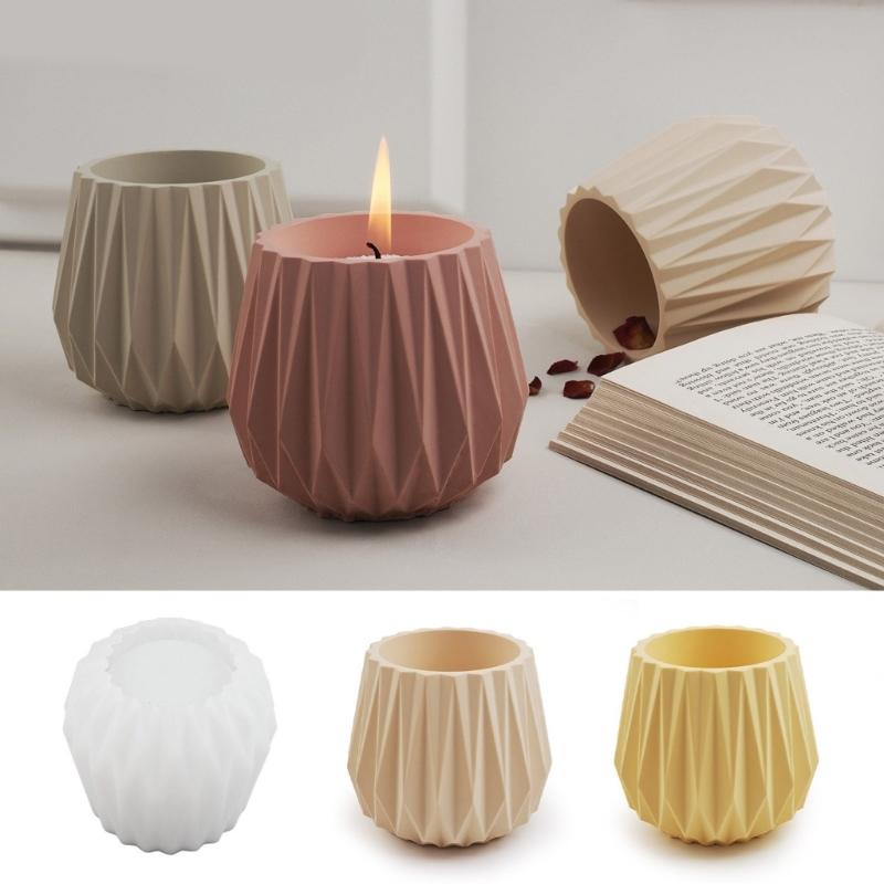 Artistic Silicone Planter Creating Mold DIY Concrete Faceted Pots Candle Holder Mold for Home Decors Enthusiasts