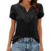 Women Loose Lace V Neck Dressy Business Casual Tops Blouses Elegant Petal Sleeve Shirts