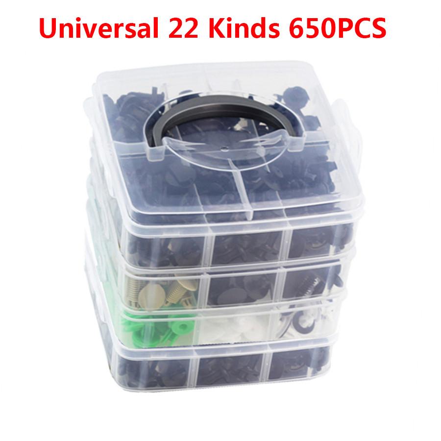 Universal Four Layer 650PCS Fastener Buckle +3PCS Car Clip Plier Set & Fastener Remover Essential Combo Repair Puller Tools
