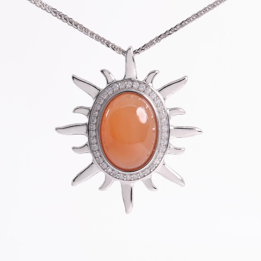 

Супер-роскошный натуральный оранжевый и белый лунный камень овальный кулон 10*14 мм драгоценный камень ожерелье из серебра 925 пробы элегантные ювелирные изделия для женщин 45cm оранжевый