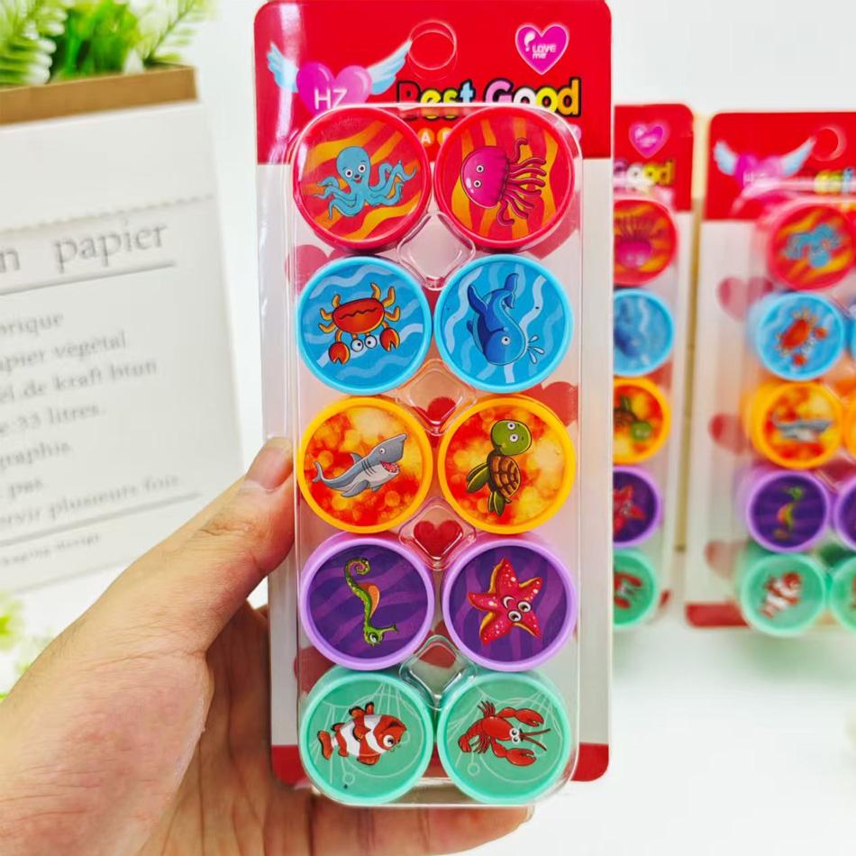 10pcs Assorted Stamps for Kids Self-ink Stamps Children Toy Stamps Smiley Face Seal Scrapbooking DIY Painting Photo Album Decor