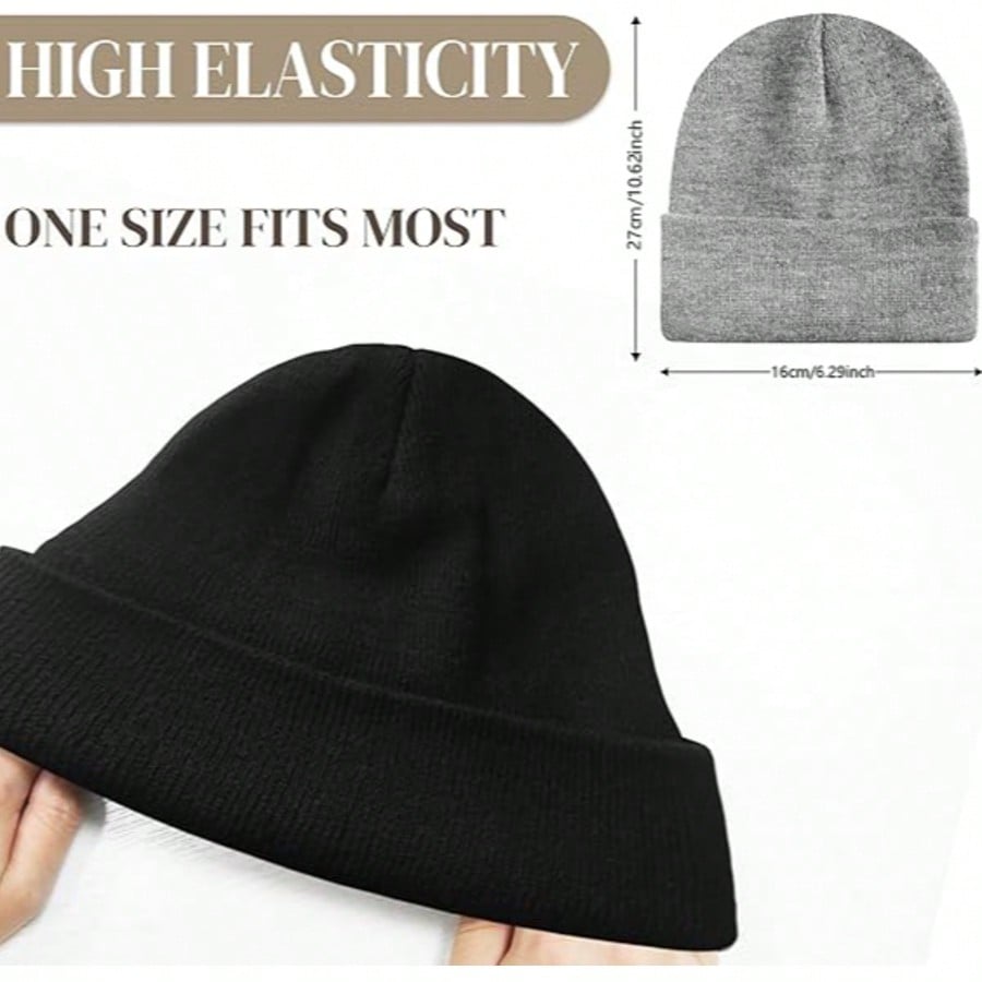 1pc Men's Simple Solid Color Fashionable Winter Unisex Thickened Warm Winter Hat Halloween Beanie Fall Outfit