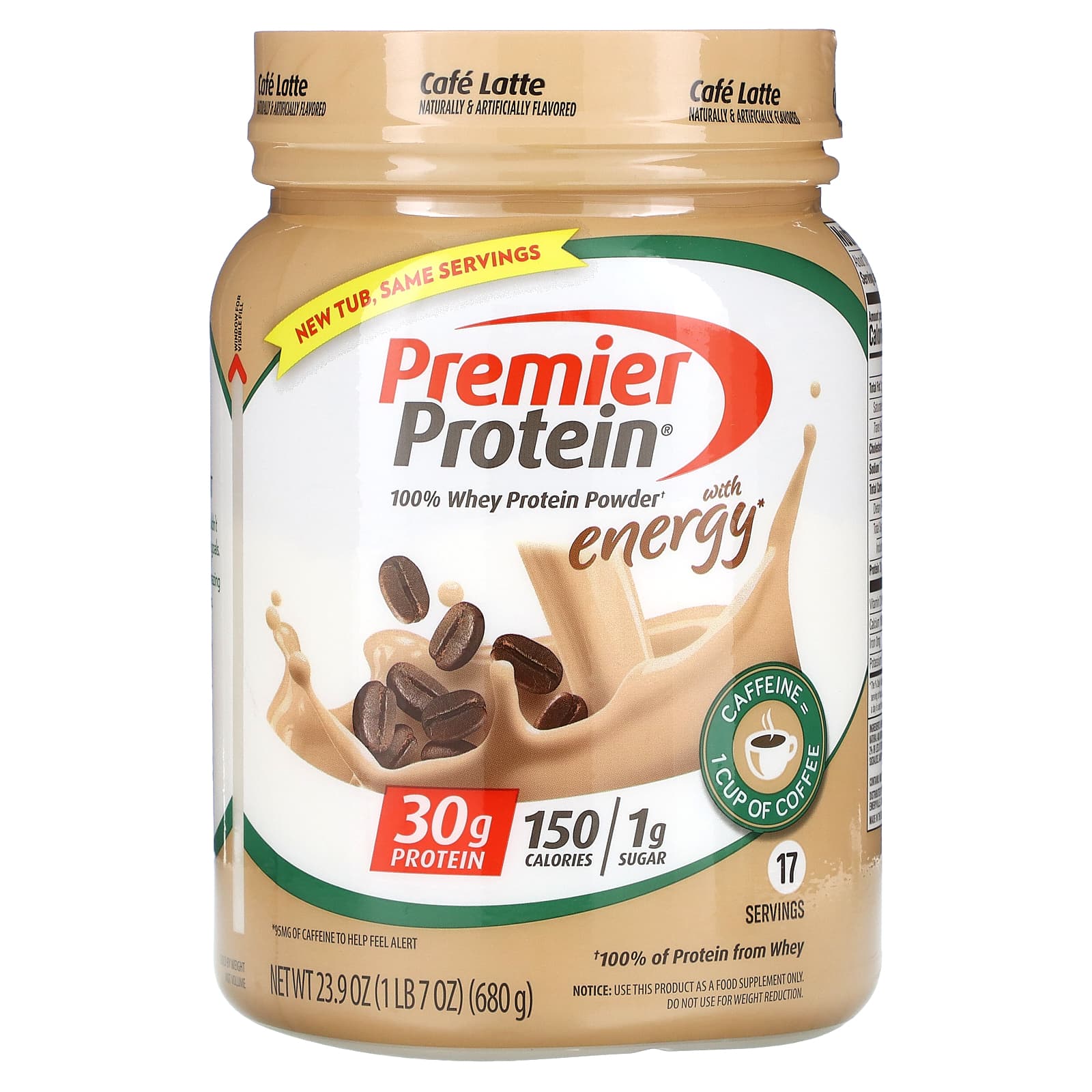 

Premier Protein, 100% Whey Protein Powder, with Energy, Café Latte, 23.9 oz (680 g)