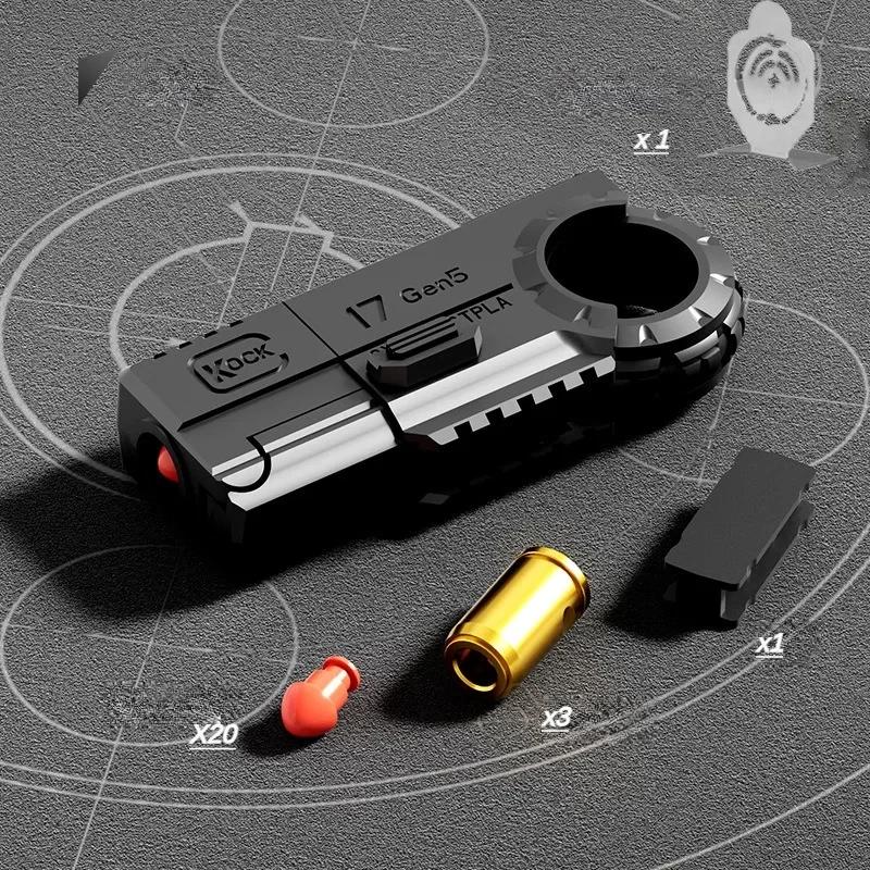 Ring Pistol Soft Bullet Gun Portable Mini 3D Decompression Shell Ejection Alloy Outdoor Funny Toy Boy Birthday Gift Fidget Toys