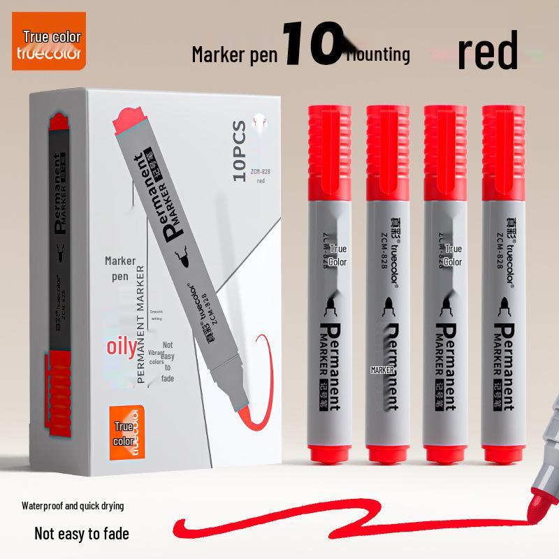 True Color Black Quick-Dry Oil-Based Marker Pen, Thick Tip, Durable Design