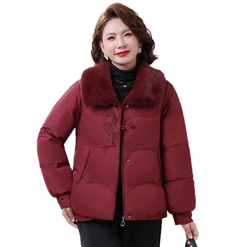 Mom Winter Velvet Padded Jacket Thickened New Medium Padded Jacket Middle-aged and Elderly Winter Padded Jacket