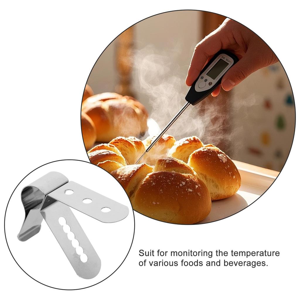 Premium 304 Stainless Steel Thermometer Probe Clip Versatile Pot Clip for Grilling Barbecue Milk Tea Brewing Baking Cooking