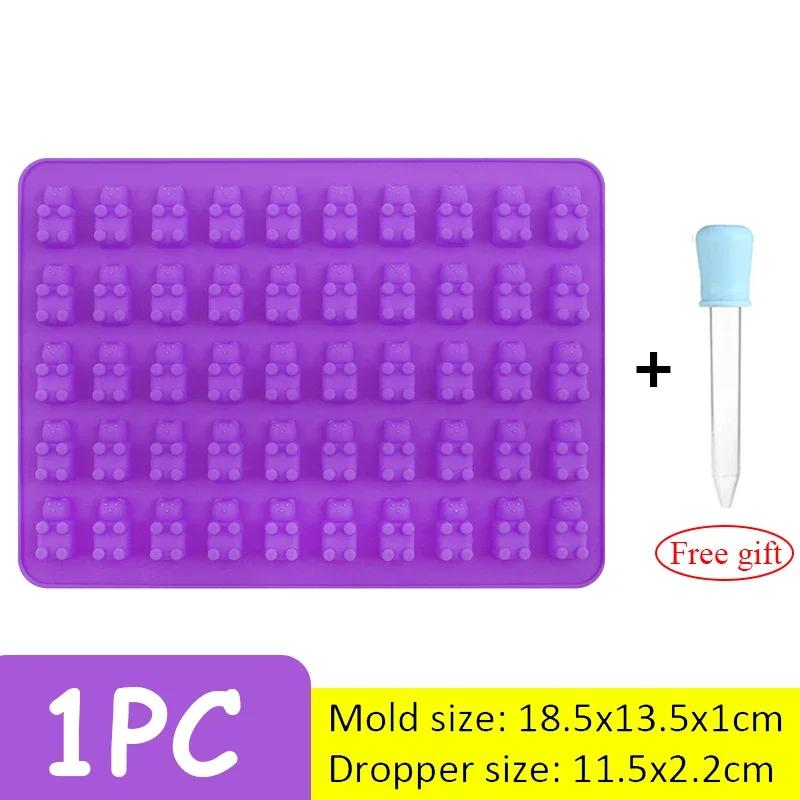 Silicone Mini Gummy Bear Mold DIY Chocolate Jelly Candy Cake Fondant Mould with Dropper Household Making Mold Baking Supplies