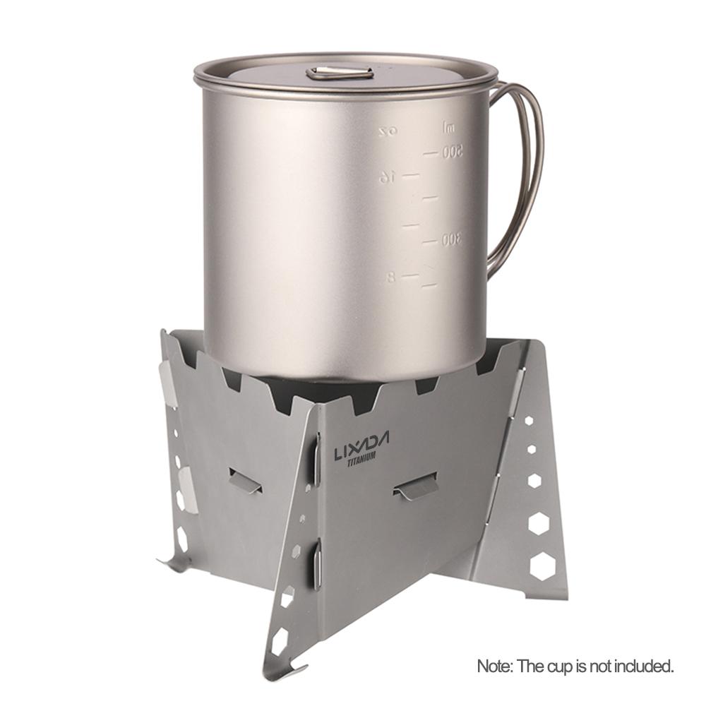 Lixada Folding Titanium Solidified Alcohol Stove for Outdoor Camping Hiking Backpacking
