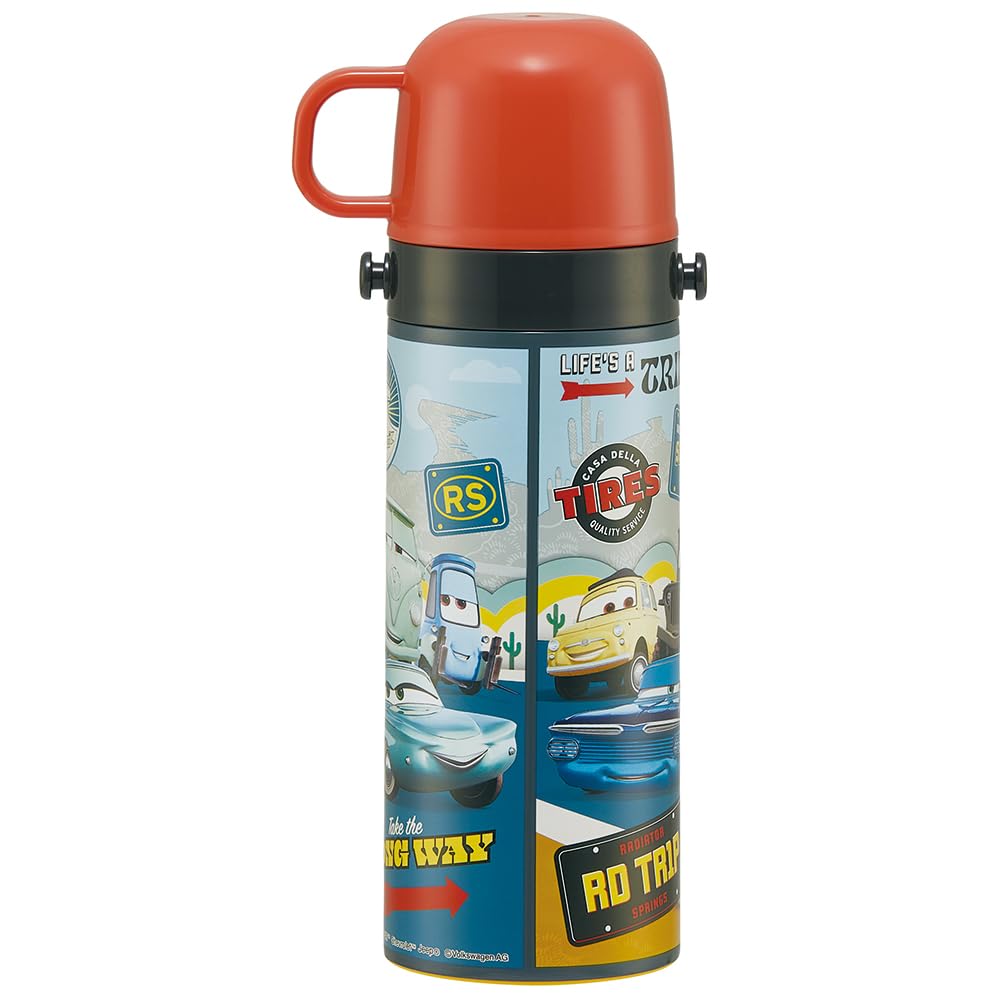 Skater Water 470ml or 430ml Disney Cars Stainless Sports Children's Bottle, 2-Way, (Direct Drink) (Cup), 24, Boys, Steel, Insulated, Lightweight,