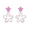Pendientes Colgantes de Flores Rosas para Mujer Calados Pintura en Spray Doble Capa Pétalo Pendientes Colgantes Lindo Regalo de Joyería para Fiesta de Niñas