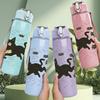 1PC Black Cat Flying Butterfly Layout 750ml Color Plastic Sports Water Bottle Leakproof Flip Straw Lid For Sports Office Home Use