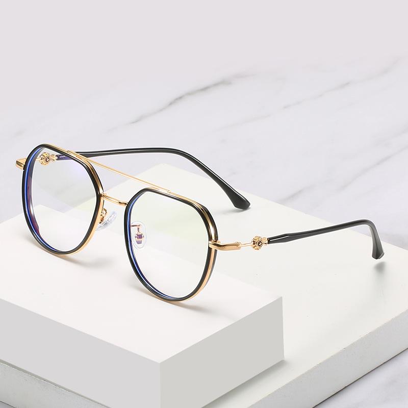 Plain Square Glasses Frame Tr90 Metal Mixed Myopia Glasses Frame Multilateral Anti-Blue Light Glasses Women