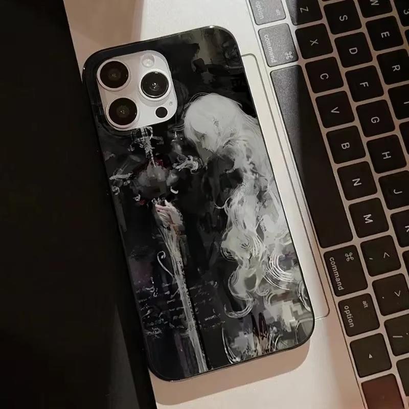 Sword & White Hair Witch Phone Case for Samsung Galaxy A56 A55 A36 A35 A26 A25 A15 5G A24 A23 A22 A52 A71 A72 4G Medieval Cover