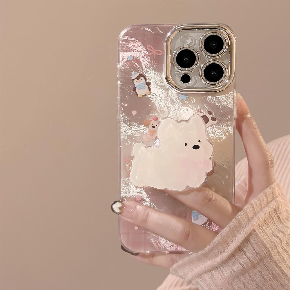 Pink West Highland Suitable for Apple 17 Mobile Phone Case Iphone16 Cartoon Bracelet 14pronax Glitter 13 Hard Case