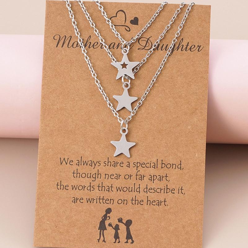 2/3 Pieces Retro Vintage Star Charm Necklace Birthday Gifts Friendship Chain Necklace with Message Card Jewelry Present