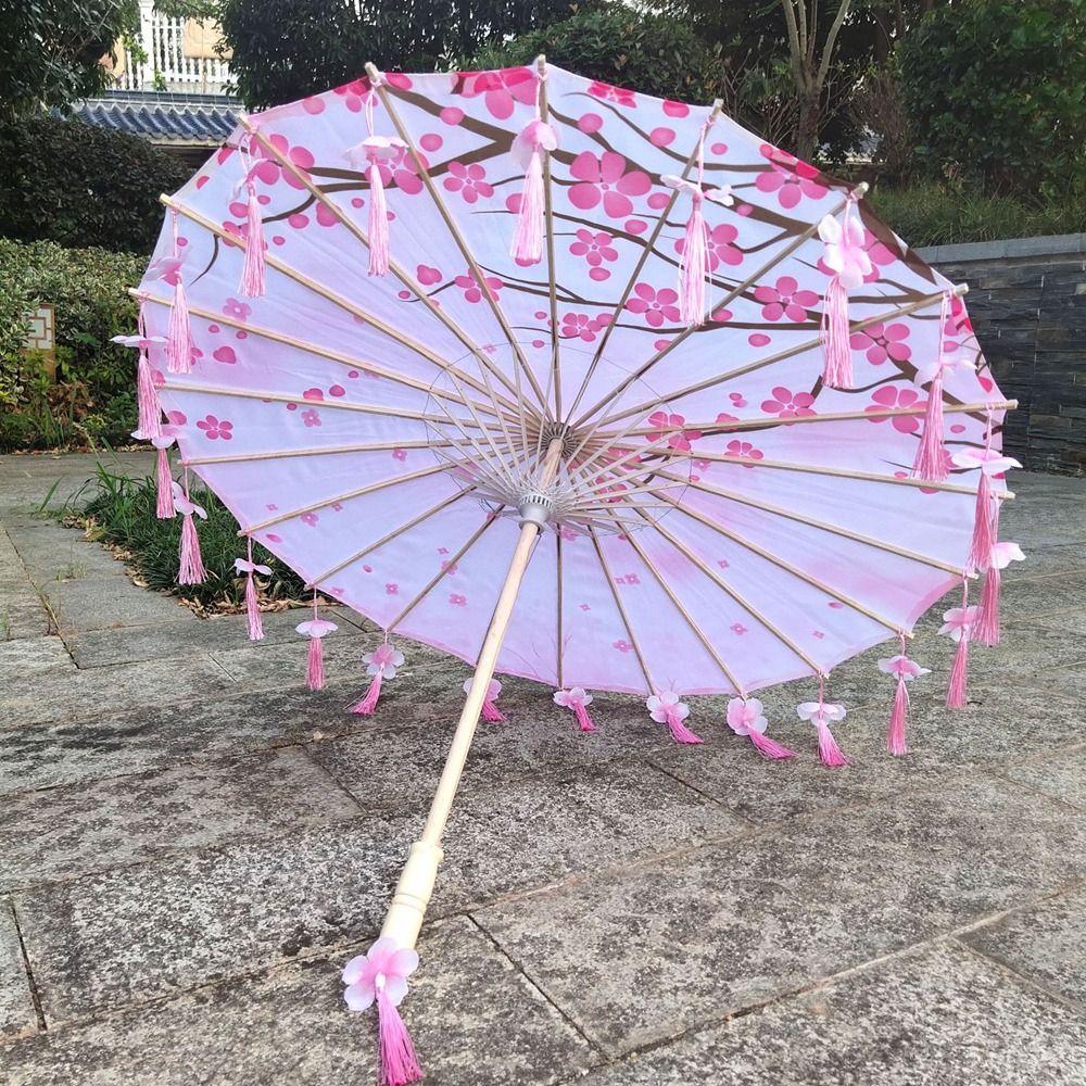 Chinese Japanese Art Tassel Decorative Umbrella Embroidery Flower Girl Umbrella  Wedding Decoration