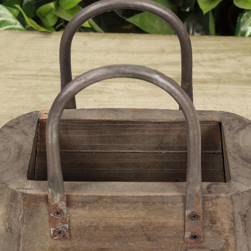 1PC Flower Pot Handmade Plant Minimalist Retro Home Pot Rustic Wooden Creative Basket Simple 26x23x11cm