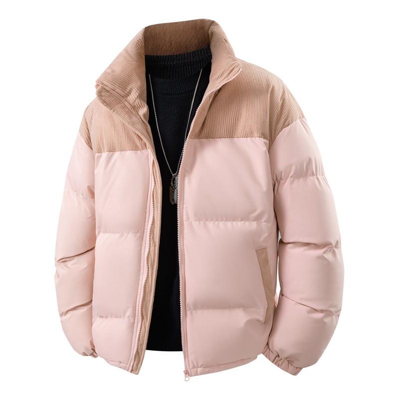 Unisex Winter Padded Cotton Jacket Thick Warm Loose Fit Stand Collar Casual Outerwear Men Women