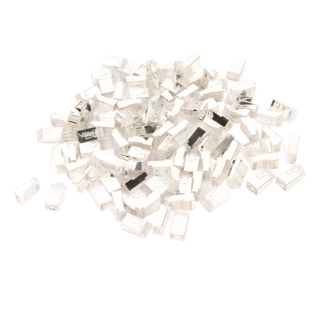 100 Stück RJ45 CAT6e Pass-Through-Steckverbinder Reines Kupfer Geschirmt Plug and Play 8P8C Ethernet-Kabel