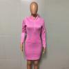Women's Hooded Neck Long Sleeve Bodycon Midi Dress Solid Color Casual Sweatshirt Dress