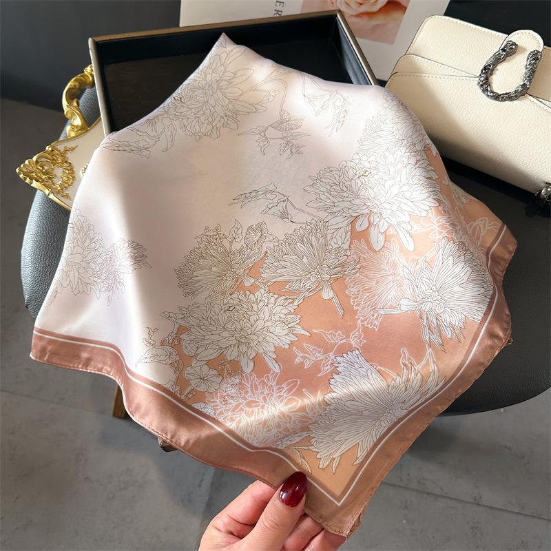 Women's 70cm Leopard Print Silk Scarf - Versatile Square Scarf for Professional and Casual Wear