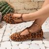 Shoes for Women 2024 Hot Sale One-word Buckle Women's Flats Autumn Mixed Colors Leopard Print Shallow Mouth Low-heeled Flats