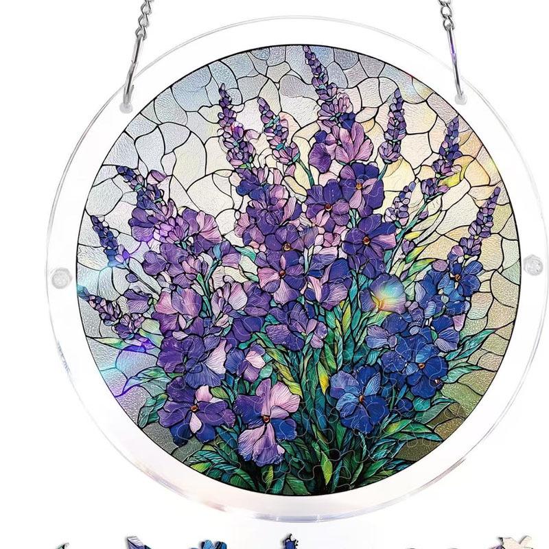 Acrylic Sun Catcher Puzzle Ornament for Windows - Home Decor Hanging Decoration K Violet