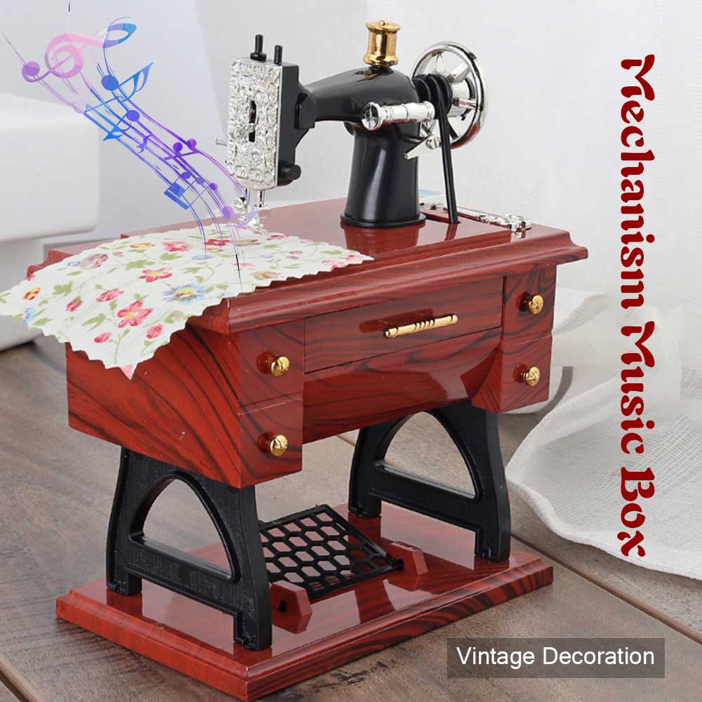 Music Box Vintage Mechanism Sewing Machine Style for Girls Daughter Mom Girlfriend Mother"s Day
