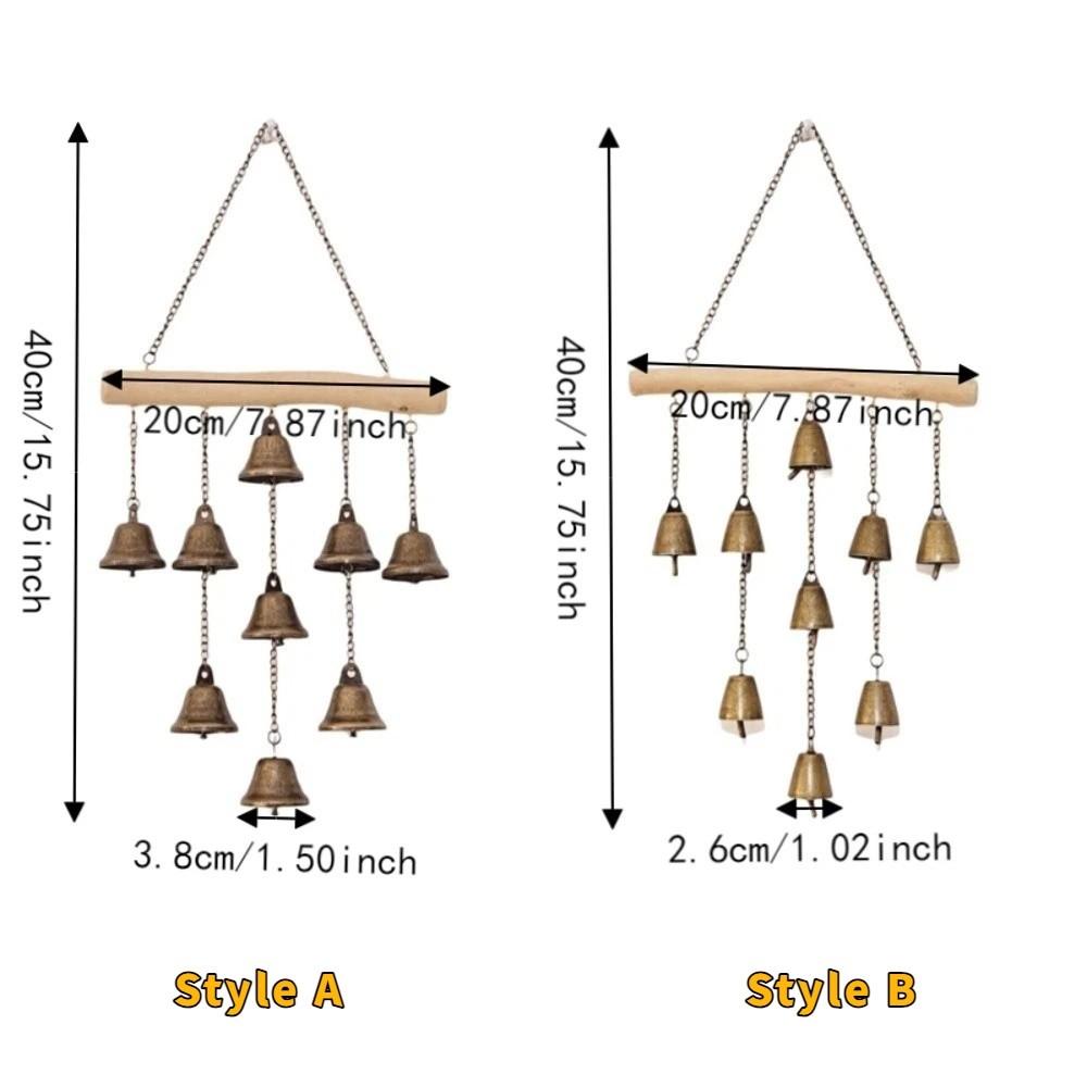 Metal Bells Iron Art Wind Chime Vintage Door Bell Decorative Chain Entry Door Reminder Outdoor