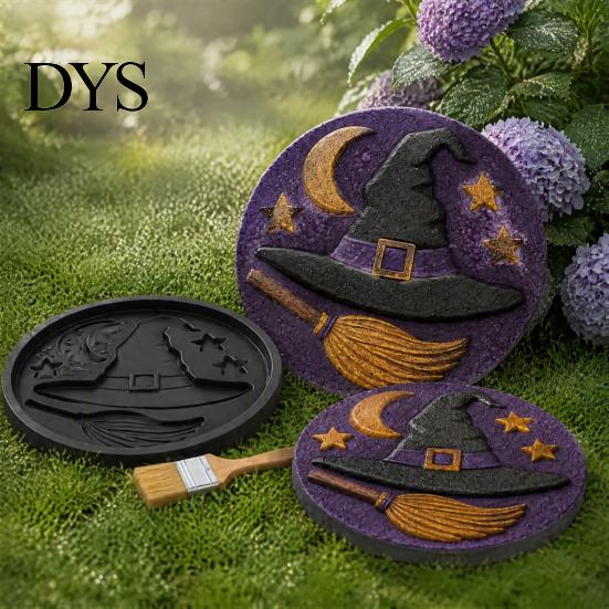 Easy Craft for Beginners Halloween Stepping Stone Mold, Reusable Plastic Molds, DIY Cement Sunflower Garden Path Maker Mold Patio Lawn & Backyard