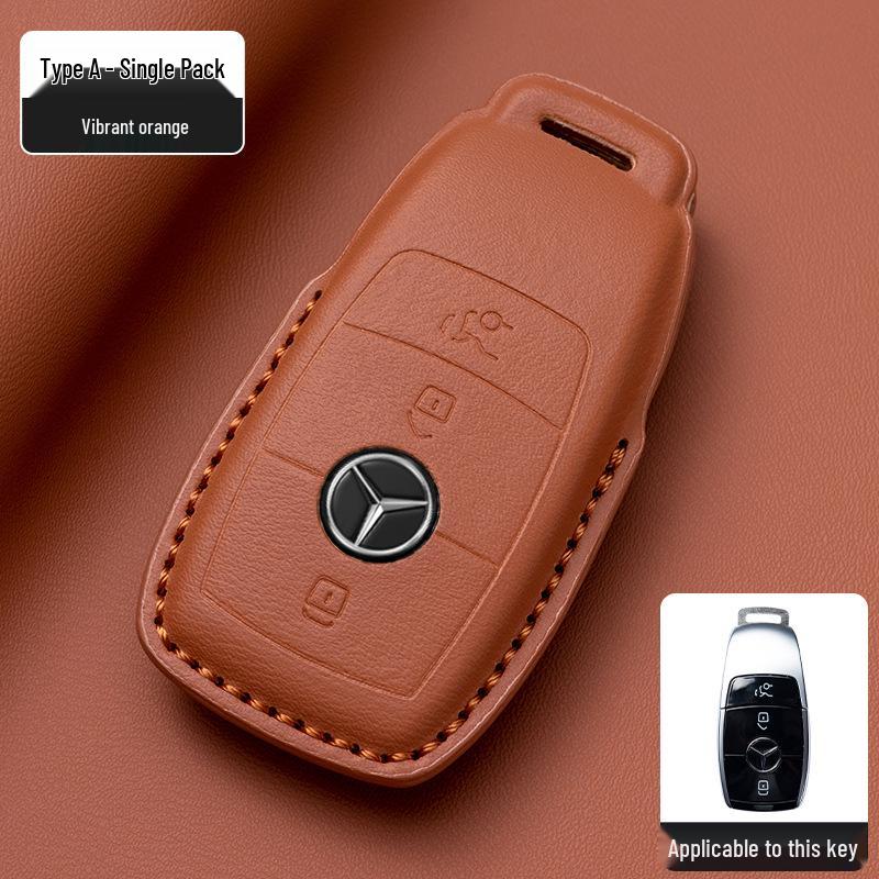 Mercedes-Benz Original Color Nappa Leather Key Case for GLE, GLAC200L, C260L, E300L, E-Class, S-Class, and C-Class.
