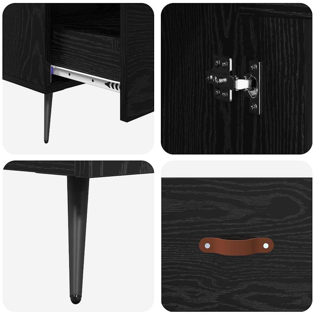 Highboard in Black Oak Look 69.5 x 31 x 115 cm