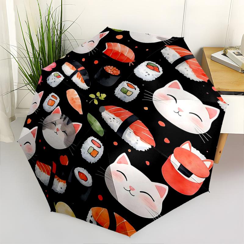

1pc Cats and Sushi Automatic Opening and Closing Practical Umbrella - Suitable for Various Occasions, Outdoor Activities, Lightweight and Durable Auto