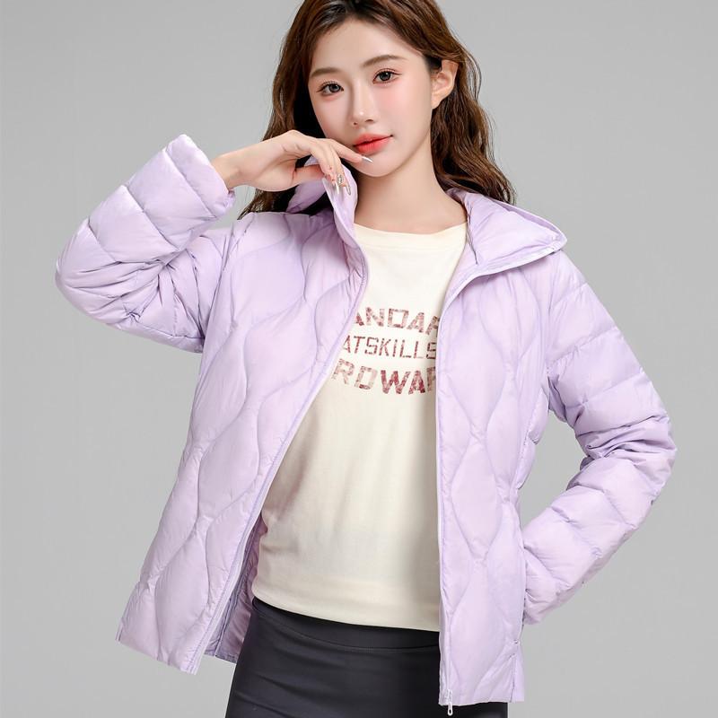 New light and thin down jacket women's short hooded autumn and winter long-sleeved versatile slim-fitting white duck down jacket to keep warm