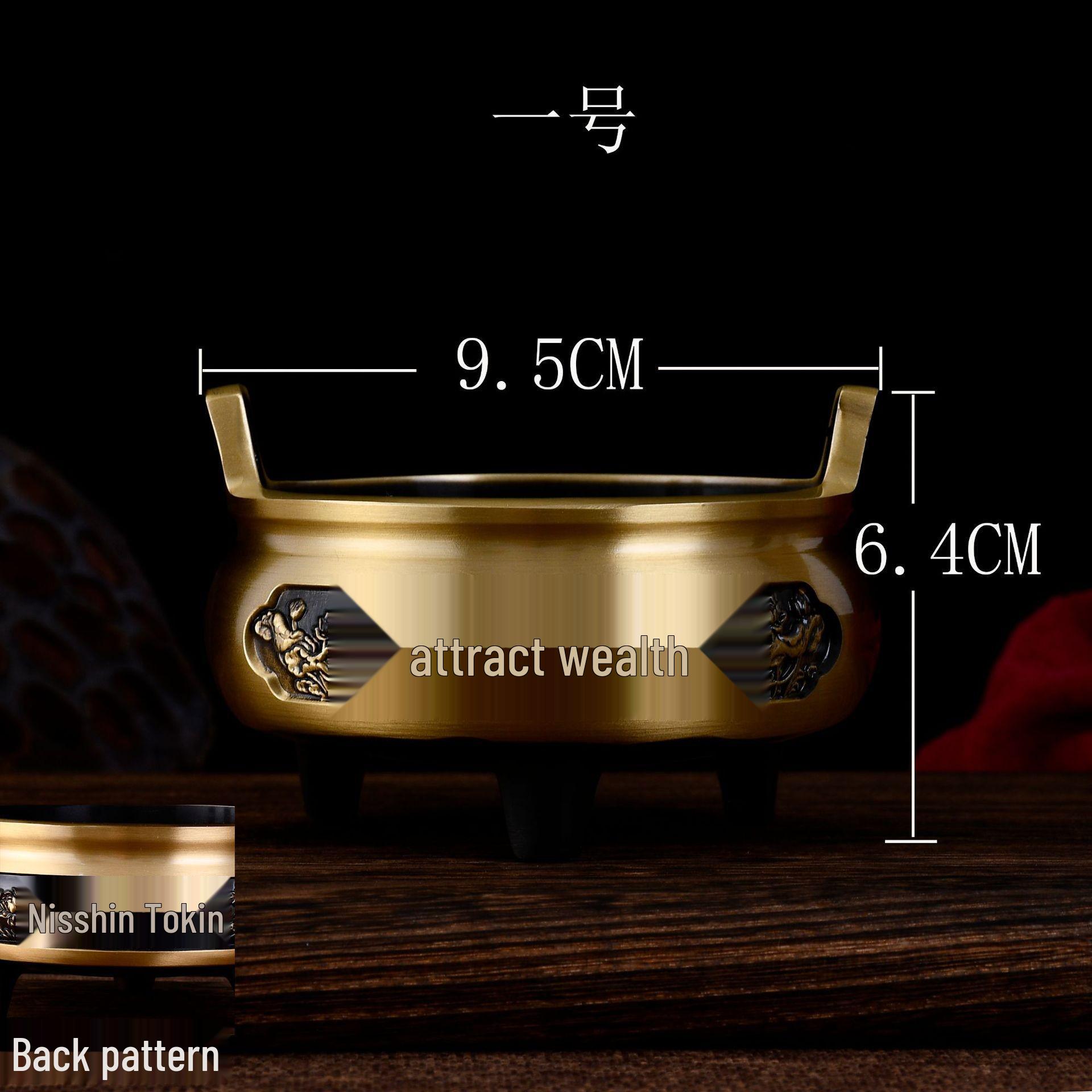 Chinese Style Brass Double Ear Incense Burner for Wealth and Fortune - Household Buddha Offering