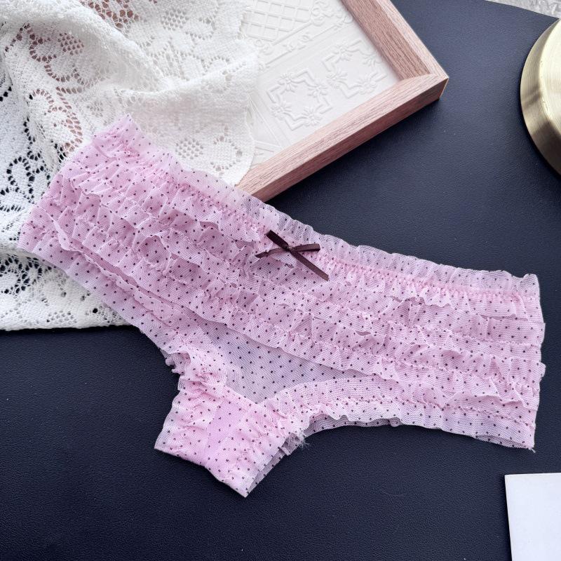 90-130 Lbs Playful Princess: Sweet Layered Cake Mesh Low-Waist Women's Underwear